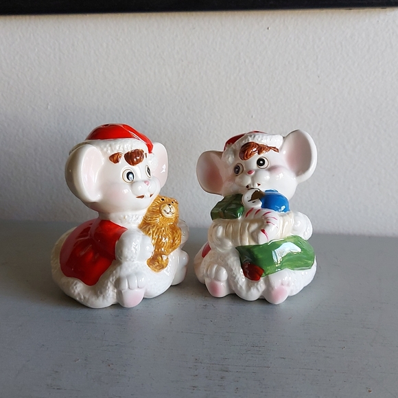 Christmas pepper shaker and salt shakerceramic mouse - Picture 4 of 9